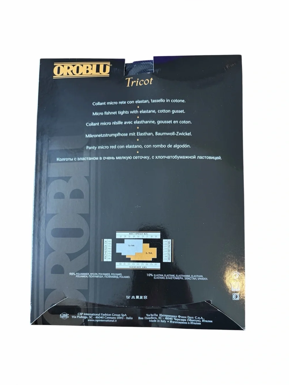 Oroblu Fishnet Pantyhose Tricot Black Size L / XL Made In Italy - New